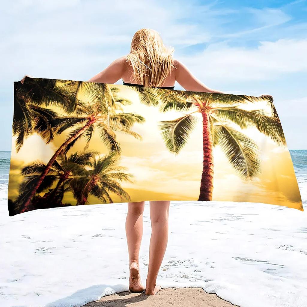 Beach Towel Palm Leaves Pattern Oversized Microfiber Tropical Beach Towel,Thin Lightweight Pool Swim Palm Tree Bath Shower Towel