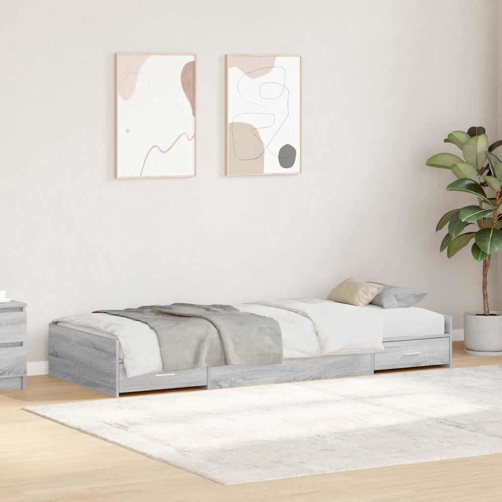 Bed Frame with Headboard Grey Sonoma 75 x 190 cm Engineered Wood