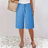 Damen Mid-Rise Kordelzug Bermuda Shorts Locker Basic Pendler Polyester Caprihosen