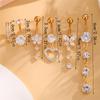 Set 6 Stainless Steel Gold-Plated Heart-Shaped Butterfly Navel Rings Cubic Zirconia 14G Bar Belly Button Piercing Rings Weddings
