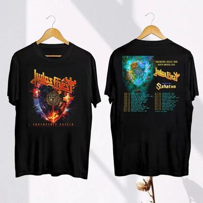 Maglietta Tour Judas Priest Invincible Shield 2024, Maglietta con Logo della Band Judas Priest