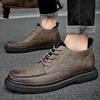 Classic Autumn Winter Casual Leather Men Boots Brogue Lace Up Anti Slip Soles Daily Outdoor Walking Shoes For Man