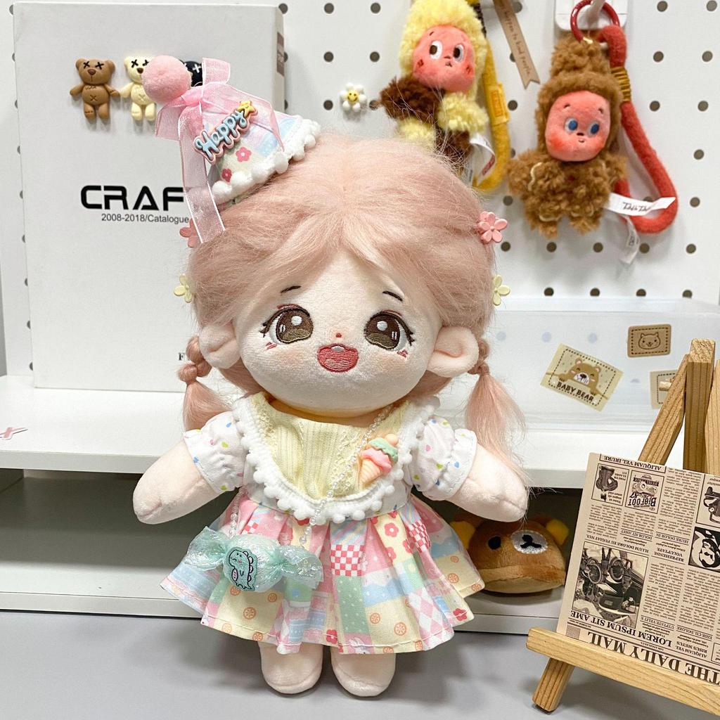 20cm Cotton Doll Dress-Up Set: Cute Figure Skirt & Overalls