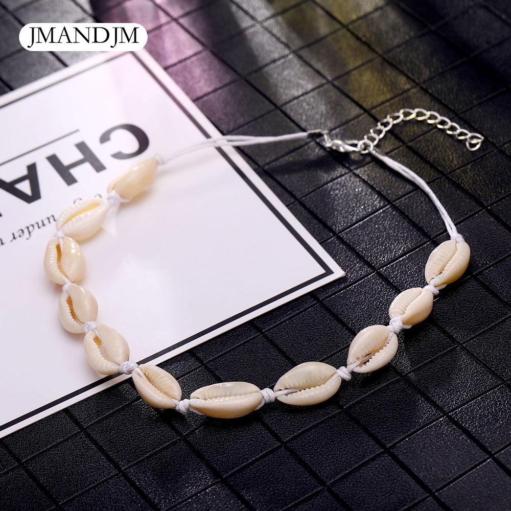 Nový módní černý řetízkový řetízek z přírodních mušlí obojek Náhrdelník z mušlí na léto