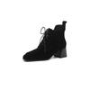 Fashion New Autumn Winter Sheep Suede Women Shoes Square Toe Retro Lace Up Short Boots for Women Chunky Heel High Heel Women Boots