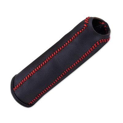 Genuine Leather Parking Brake, Protection, General Purpose, High Quality, Elegant, Cover, High Quality, Carbon Fiber Red Line