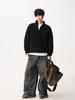 Men's Loose Knit Half-Zip Sweater - Solid Color, Stand-Up Collar, Cozy Autumn/Winter Pullover