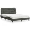 VidaXL Bed with Mattress Dark Grey 120x200 Cm Fabric, Bedroom Furniture, Double Bed, Curved Bed Frame, Slatted Base, 3208521