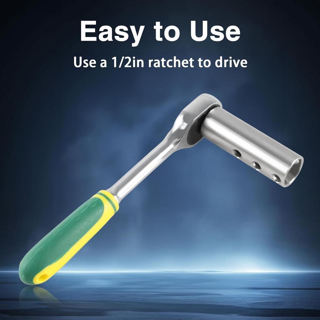 Upgraded Stainless Steel Trailer Jack Electric Drill Adapter With A 1/2 In Socket Adapter Bit Compatible With 1 Inch Jack Drive Shaft
