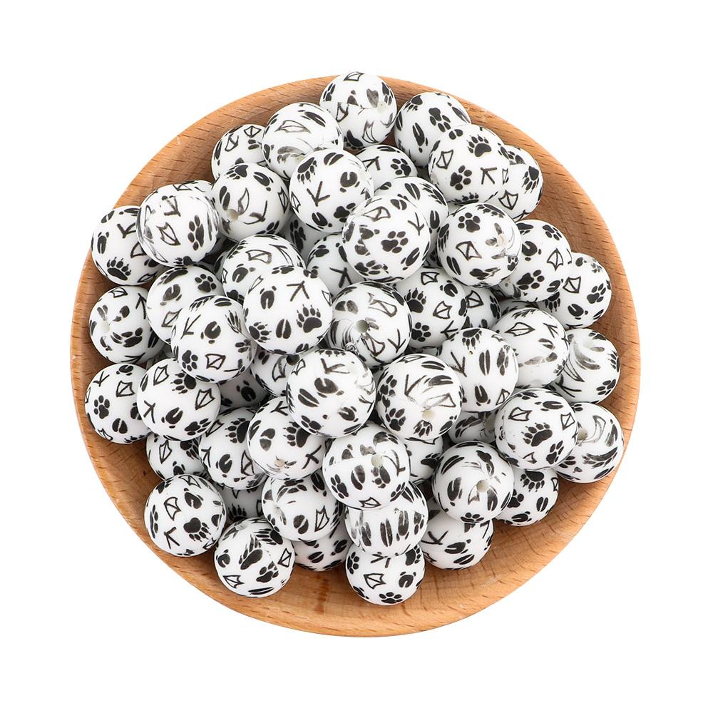 

5Pcs/lot Round Printed Silicone Beads 15mm Leopard Print Silicone Beads For Jewelry Making DIY Jewelry Accessories 5pcs