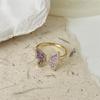 Li Luo Vintage Gold Gebürsteter 925 Sterling Silber Verstellbarer Damenring