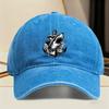 Shark Anchor Graphic Washed Baseball Cap Unisex Vintage Outdoor Streetwear Adjustable Hat