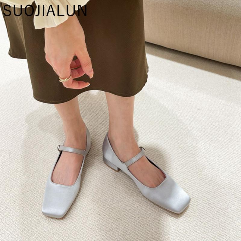 Fashion SUOJIALUN 2025 Summer Women Flat Shoes Round Toe Shallow Soft Ballerina Shoes Ladies Casual Dress Ballet Loafers Classics Mujer