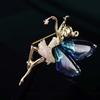Gift Female Jewelry Dancing Girl Lapel Pins Women Crystal Brooches Angel Wings Brooch Coat Corsage