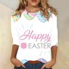 Round Neck 3D Rabbit Festival Printed Top Fashionable Casual Long Sleeved Women's T-shirts