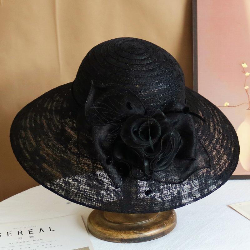 Wind Lace Big Edge Sun Hat Children Summer Elegant Flower Fashion Hepburn Style Sun Hat Sun Protection Beach Hat