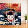 Japanese-style Shower Curtain 3d Ink Painting Bathroom Curtain Waterproof  With Hooks 180*240CM Shower Curtain Polyester Fabric