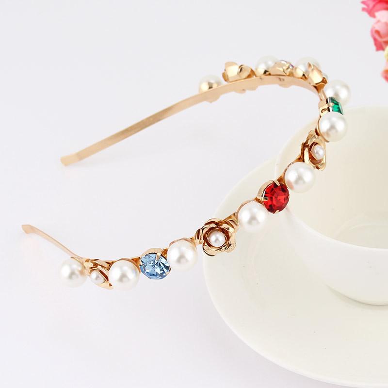 Baroque Colorful Rhinestone Headband Hair Hoop Women Hair Accessories New Shiny Fashion Crystal Flower Crown Head Wrap