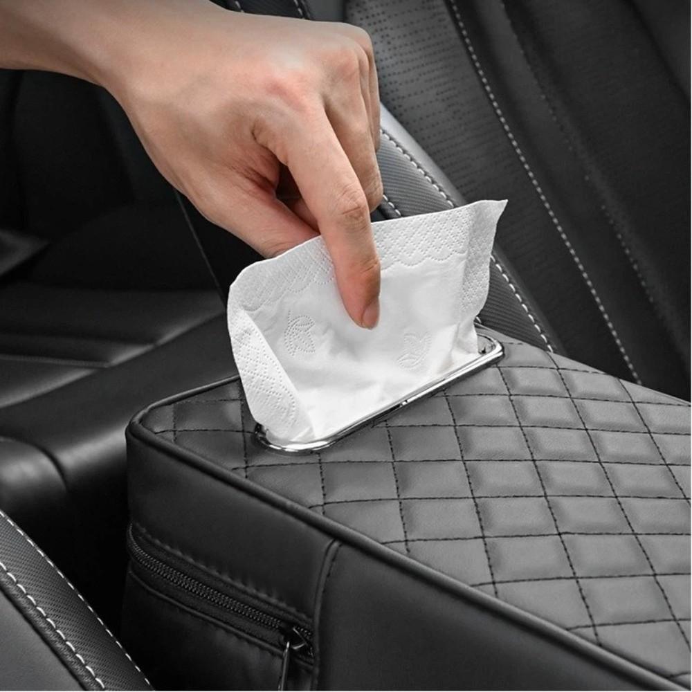 Universal Armrest Box Mat Solid Color Car Decor Car Armrest Box Cover PU Leather Armrest Box Protection Cover