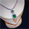 Women's Jewelry Set S925 Created Emerald Gemstone Earrings Sparkling Necklace Classic High Jewelry Mother's Day