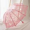 Love lace transparent plastic umbrella with three folds, convenient to carry, manually open the umbrella
