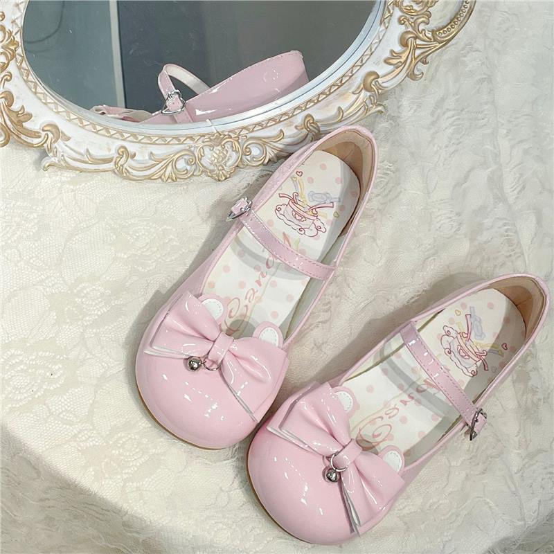 Sweet and cute rabbit bow Lolita shoes 2025 new daily versatile design Mary Jane princess shoes