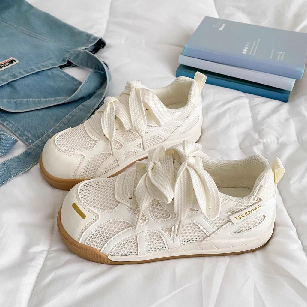 Mesh Platform White Shoes Women's Popular Summer Breathable 2025 New Versatile Net Shoes Casual Sports Board Shoes