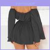 Elegant Chiffon Summer Open Sleeves Word Shoulder Straps Tube Top High Waist Dress