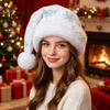 Cozy Holiday Costume Accessory Christmas Sparkly Sequins Santa Hat for Adults, Velvet Plush Glitter Bling Universal Fit Claus with Fluffy Pompom Xmas