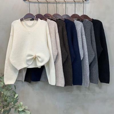 C S In The Room Women Zoro Wool baSiC Balloon Fit V neCk Long SleeVe Knit 7Color