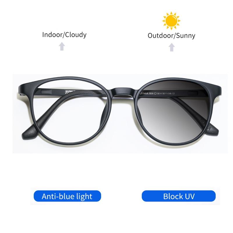 Ultralight TR90 Photochromic Reading Glasses Men Women Vintage Round Small Frame Myopia Optical Prescription Eyewear Comfortable