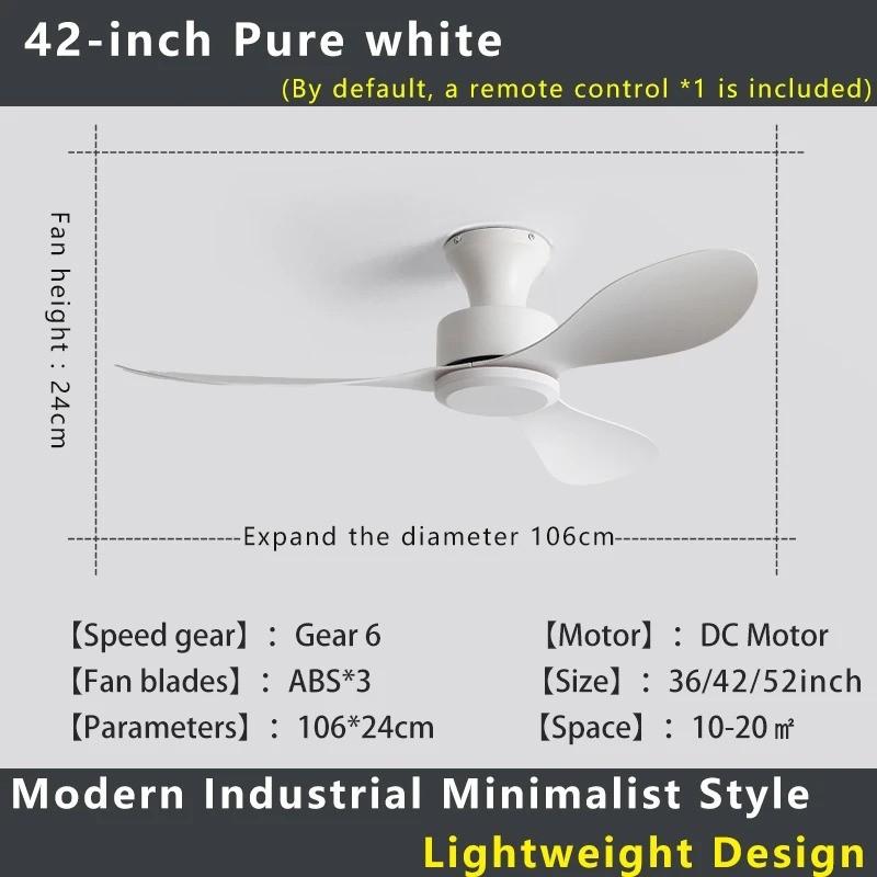 36-52" Low-Profile Flush Mount Ceiling Fan Remote Control Industrial Vintage Fan No-Light Design Multi-Space Use Electric Fan