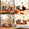 Autumn-themed Animal Window Stickers Featuring Otters, Squirrels, Hedgehogs and Red Pandas for Children's Room