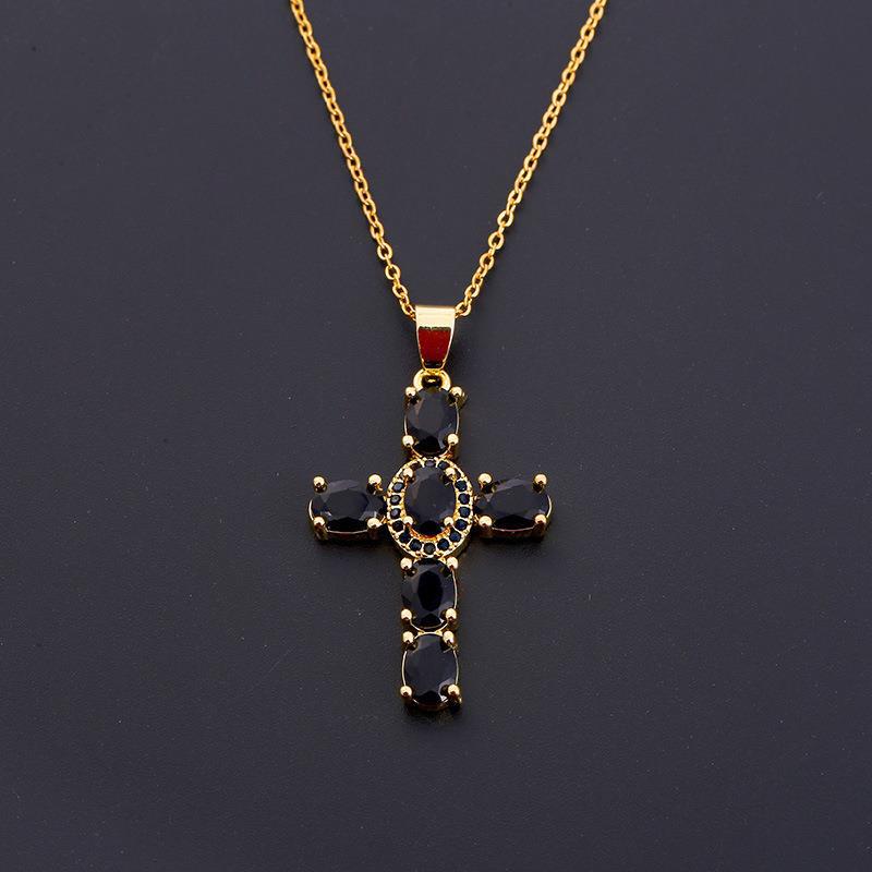 Xiyin Multicolor Zircon Cross Pendant Necklace