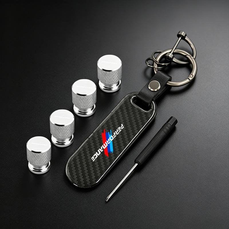 Car Valve Caps Wheel Tires Air Tyre Stem Protective Cover And Car Keychain For BMW M Performance Emblem E46 E36 E34 F10 E90 E60 GX6