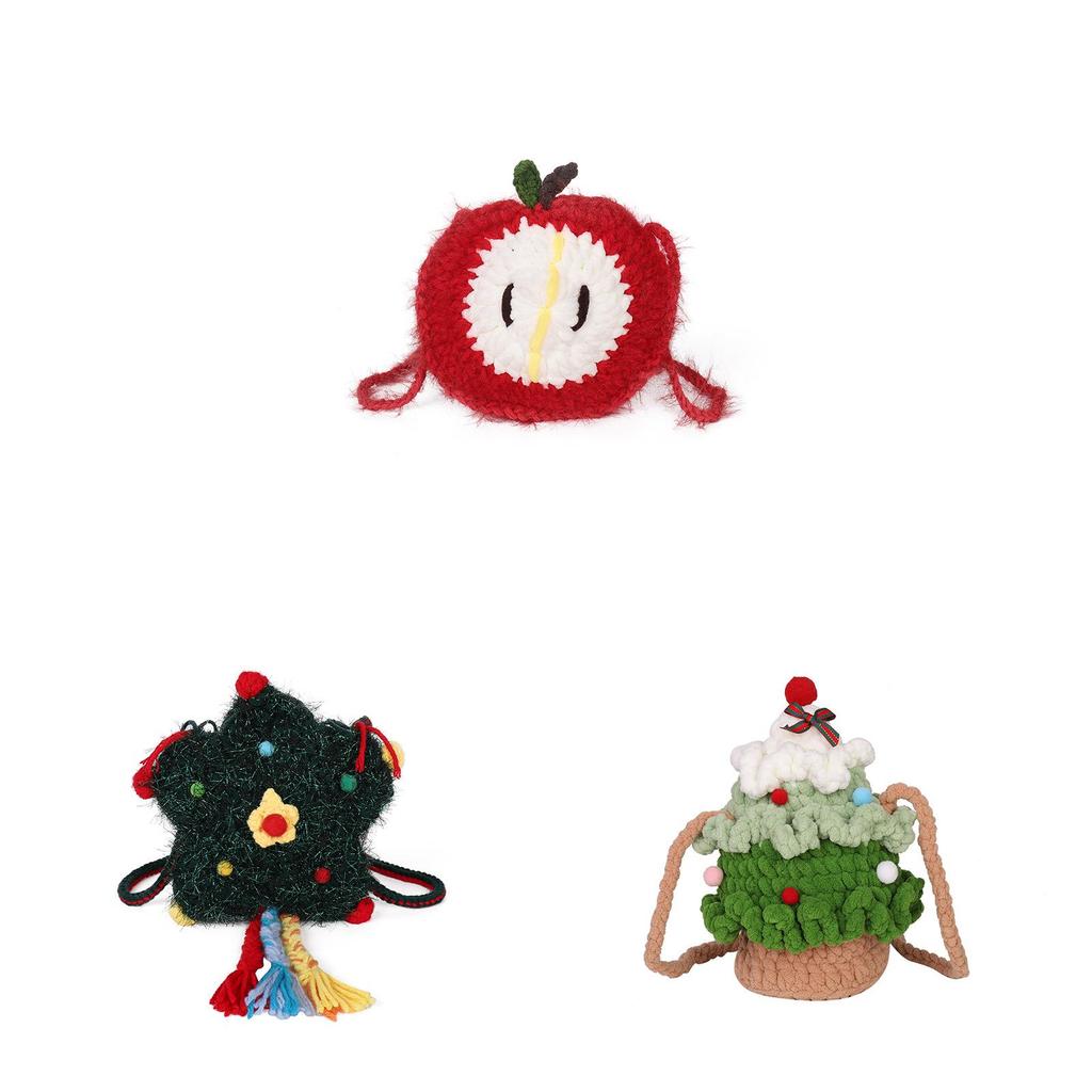 Christmas Tree Knitted Shoulder Bag With Phone Pocket For Holiday Style