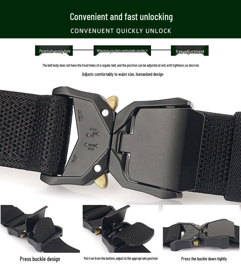 Herren Taktischer Gürtel mit Schnellverschluss-Aluminiumschnalle und Nylon Elastisches Canvas