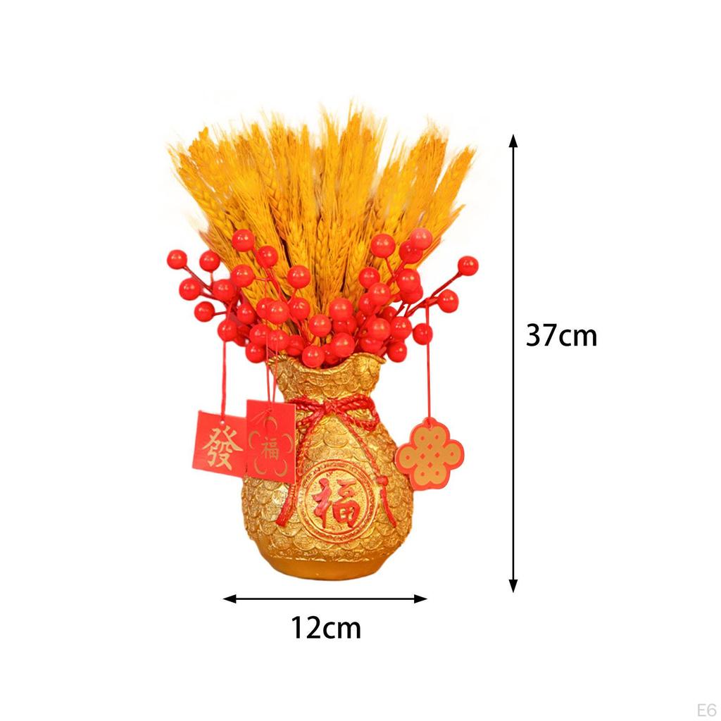 Chinese Year Blessing Vase with Resin Flower Pot