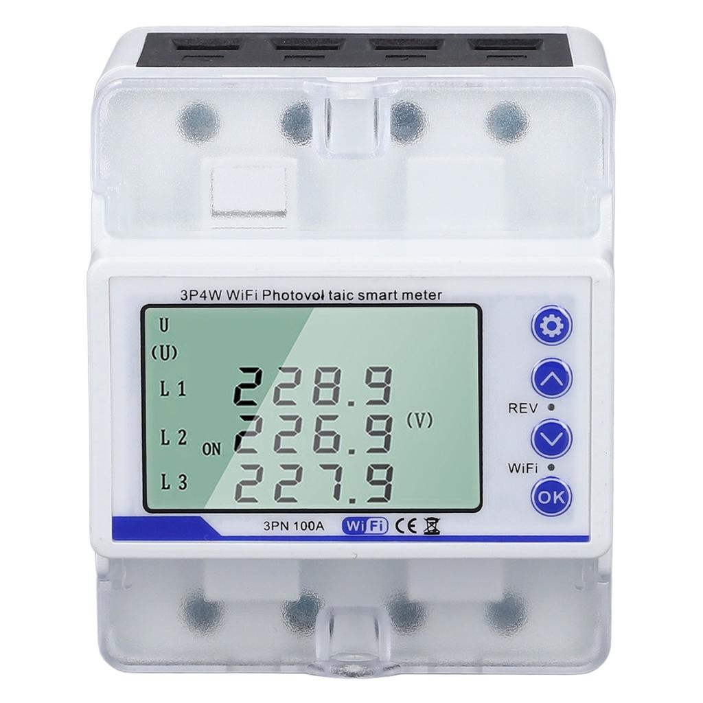 WLAN Smarter Leitungsschutzschalter 3 Phasen 4 Leiter Bidirektionaler WLAN Energiezähler Schalter 60‑300V 100A