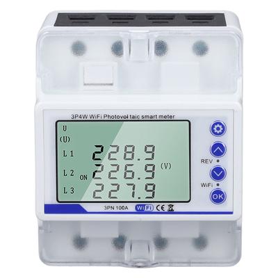Disjuntor Inteligente WiFi 3 Fases 4 Fios Medidor de Energia WIFI Bidirecional Interruptor 60‑300V 100A