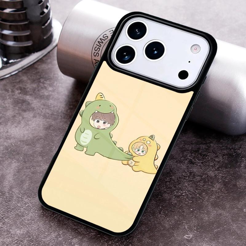 Dinosaur Couple Cat Pinch Face Phone Case For iPhone 17 16 15 14 13 12 11 Pro Max Plus 17Air Soft Silicone Cover