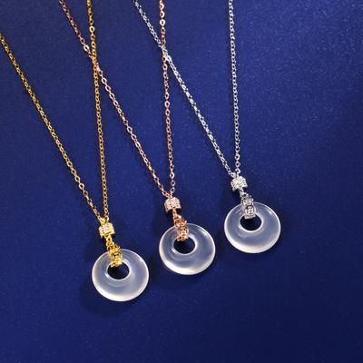 Retro Safety Buckle Necklace Women's Niche Design Sense Versatile Necklace Natural Chalcedony Pendant