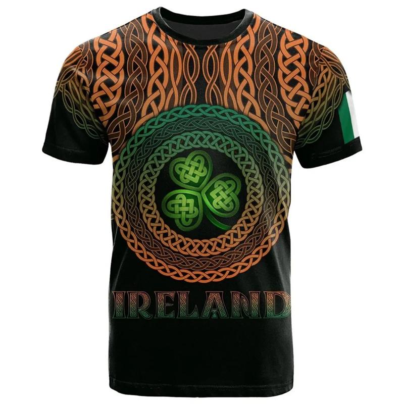 Ireland Shamrock Pattern T-Shirt 3D Printed T Shirt Men Women Clothing Casual Short Sleeve Tees O-Neck Pullover Tops Streetwear