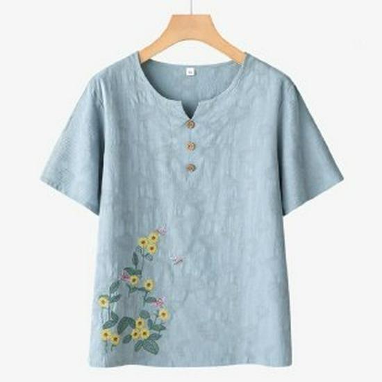 Elderly Women s Summer 2026 Short Sleeve Loose T-Shirt Two-Piece Set 2XL