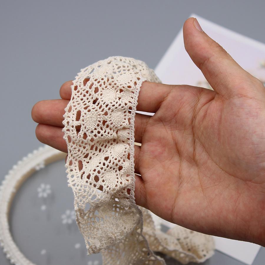 Off-White Elastic Cotton Lace Handmade Fabric Trim for Socks, Skirts, and Curtains - Zuleidezhu.