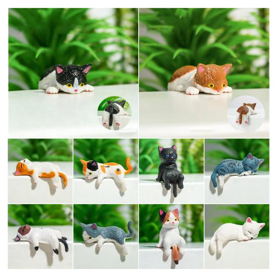 Mini Figurka Kota Miniaturowe Urocze Kociaki z Kreskówki Ozdoba na Monitor Komputera Deskę Rozdzielczą Samochodu Wystrój Biura Domowego Biurka