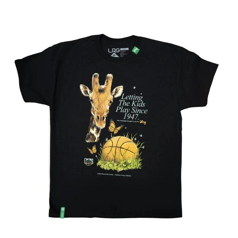 

Ewing x LRG Mens Letting the Kids Play Giraffe Basketball Black Shirt NWT Medium XL