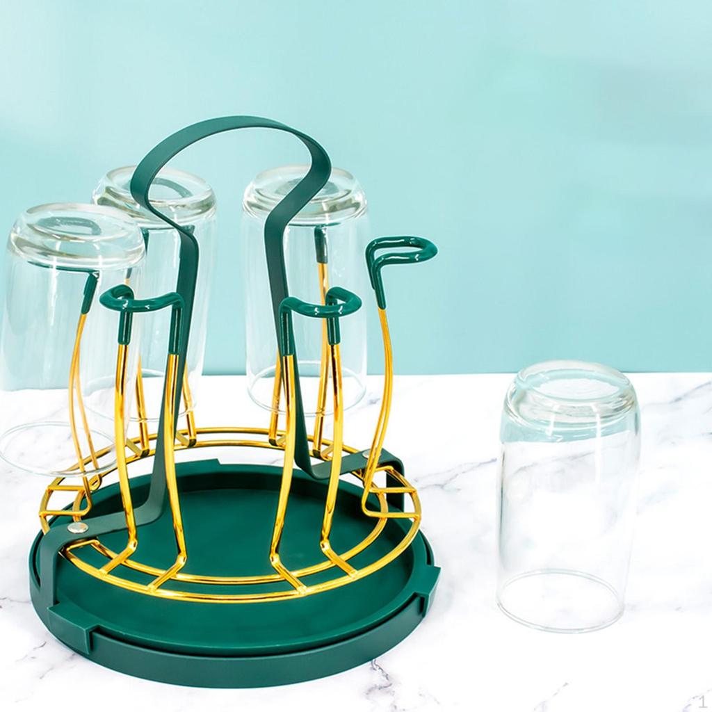 Cups Drying Rack Stand Drinking Glass Drainer with Drainboard Tray Stylish Mug Organizer