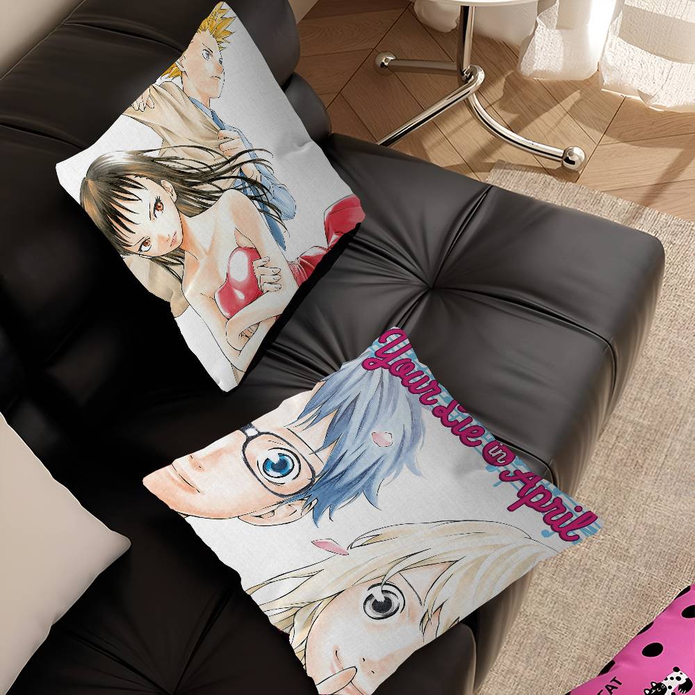 Your Lie In April Anime Decorative Room Aesthetics Pillow Case Home Decor Bedroom Sofa Bed Couch Pillow Cover 45x45