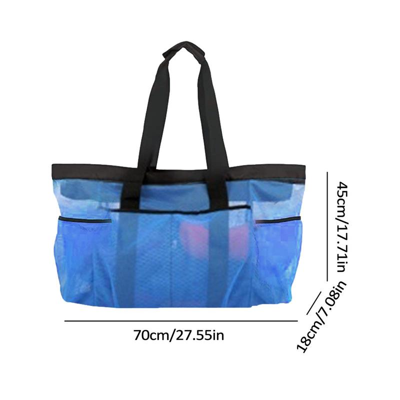 Oversized Beach Tote Tote With Pockets Mesh Large Beach Tote Bag 8 Pockets Nylon Beach Towel Bag External Zipper Beach Tote